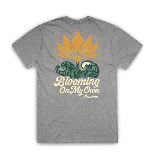 "Blooming On My Own" (BOMO) T-Shirt - Light Gray Acid Wash